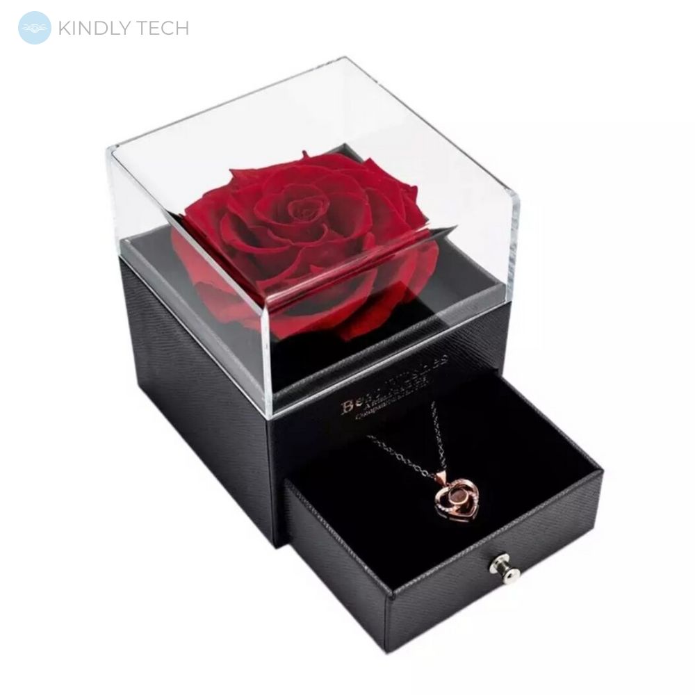 Подарунковий набір мила з троянд та кулоном Flower with glass box, Black
