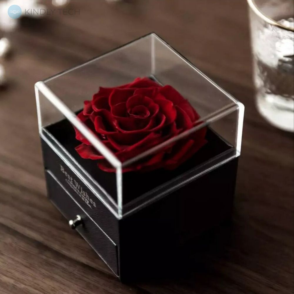 Подарунковий набір мила з троянд та кулоном Flower with glass box, Black