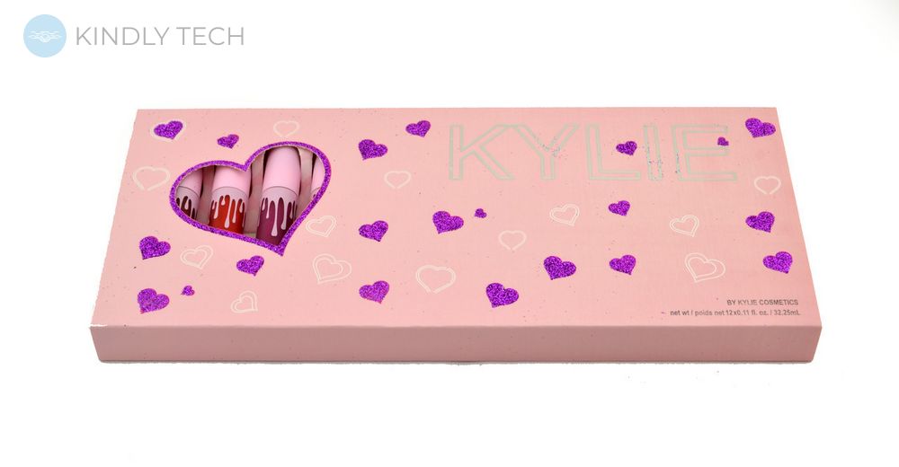 Набор матовых помад Kylie Valentines 12 цветов (розовое сердце)