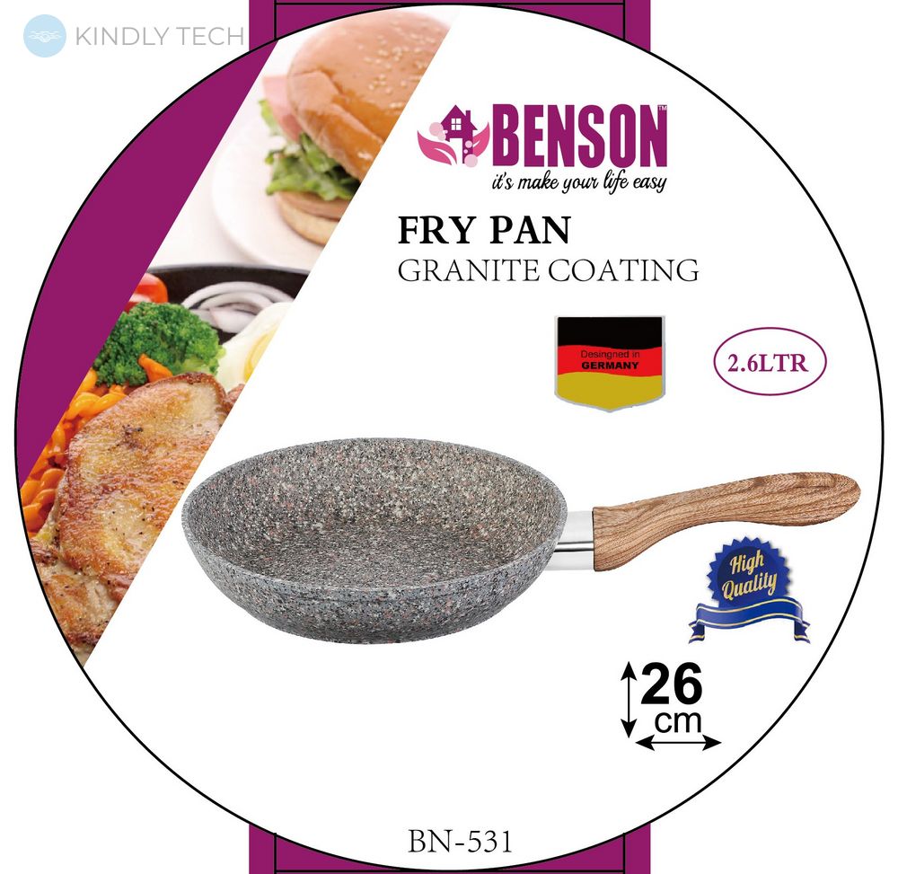 Сковорода з антипригарним гранітним покриттям Benson BN-531 26 х 4.8 см