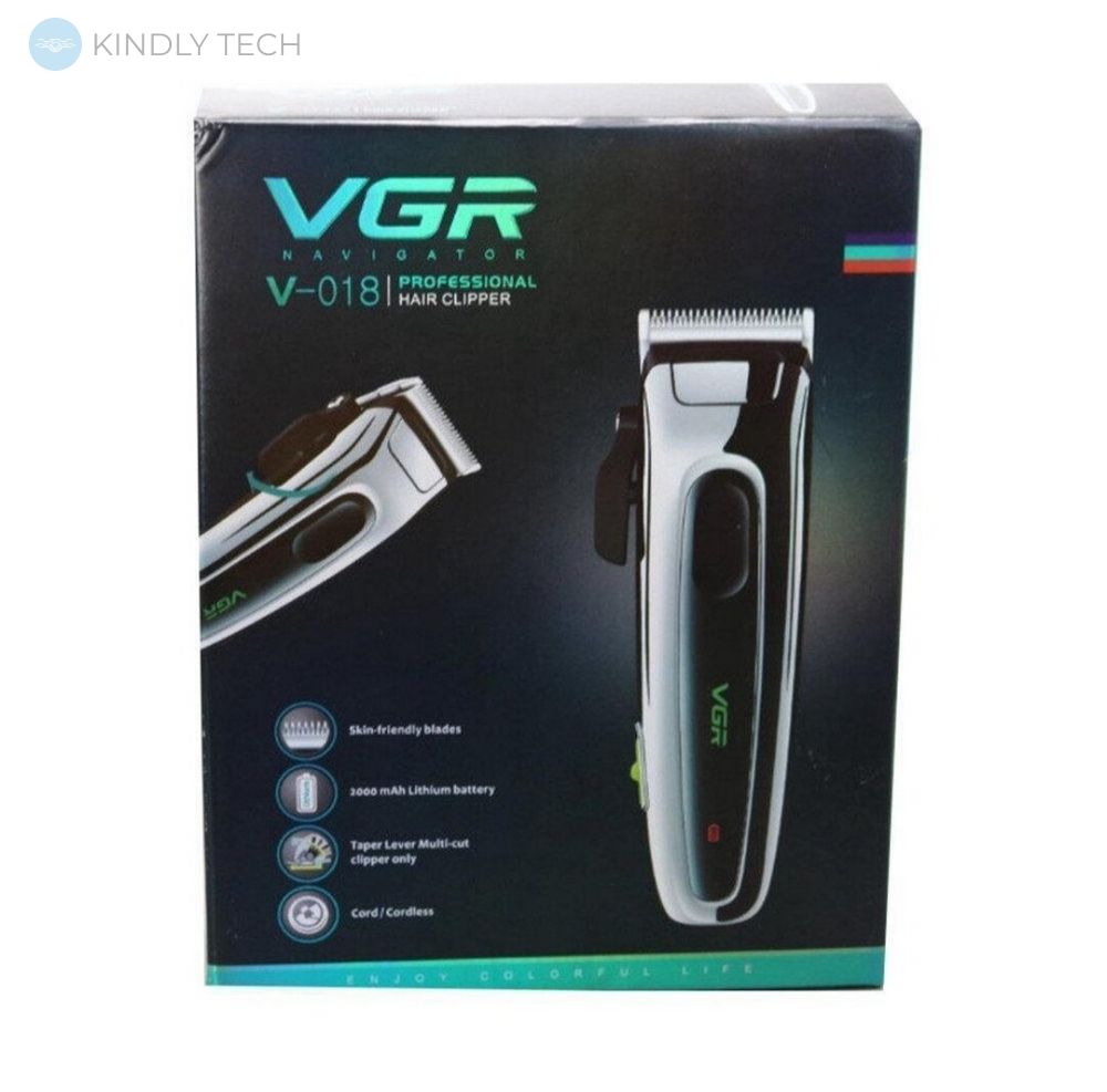 Професійна машинка для стрижки волосся з насадками VGR V-018 LED дисплей