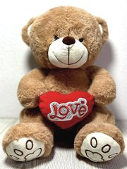 Дитяча плюшева іграшка Ведмедик із серцем chocolate