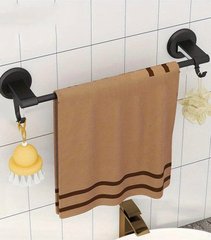 Держатель для полотенец в ванную Towel Bar YH6612A, на клейкой основе, одинарный, Black