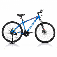 Велосипед горный с стальной рамой Konar KS-27.5″17 передние амортизаторы, Синий/оранжевый
