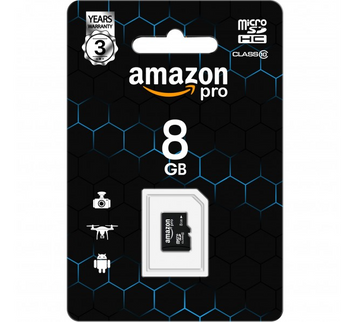 Карта памяти micro AMAZON 8GB class 10 c адаптером для компьютера