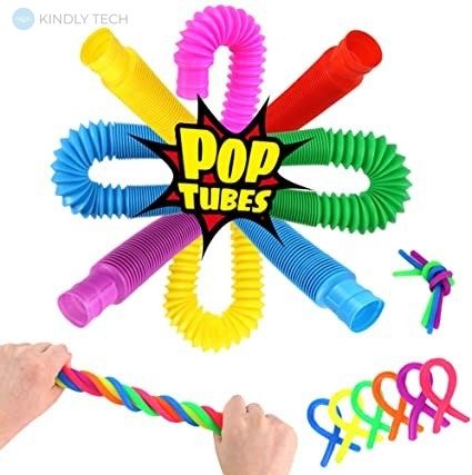 Розвиваюча сенсорна дитяча іграшка гофровані трубки-антистрес Pop Tube 3 шт.