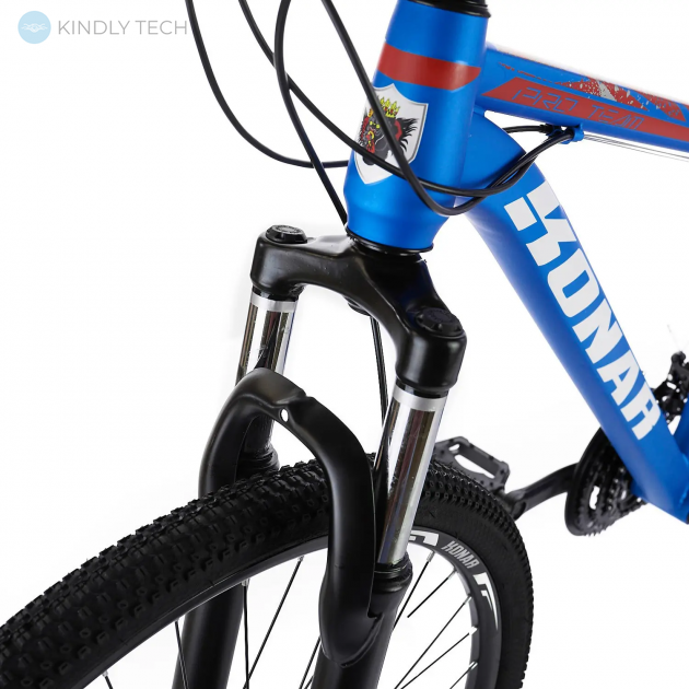 Велосипед горный с стальной рамой Konar KS-27.5″17 передние амортизаторы, Синий/оранжевый