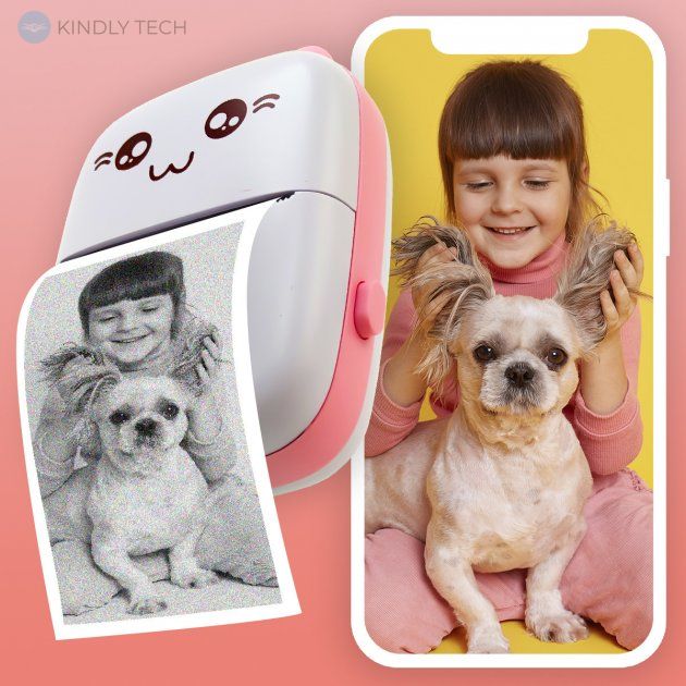 Портативный детский принтер Mini printer с термопечатью, Розовый