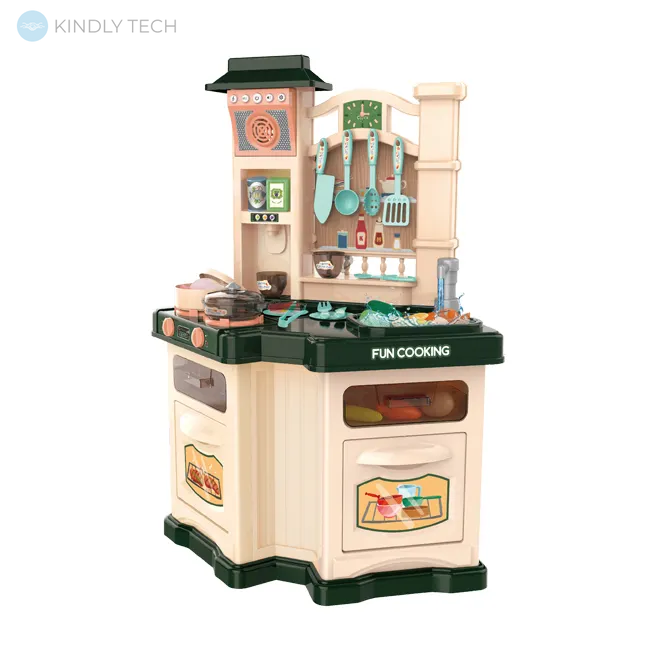 Детский игровой набор, 40 предметов, игрушечная кухня "FUN Cooking", Зеленый