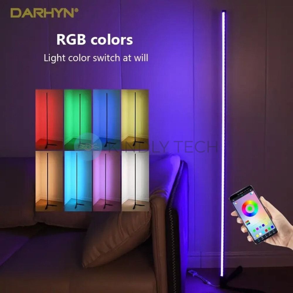 Напольная угловая светодиодная RGB Stand лампа с пультом светильник от сети 140 см