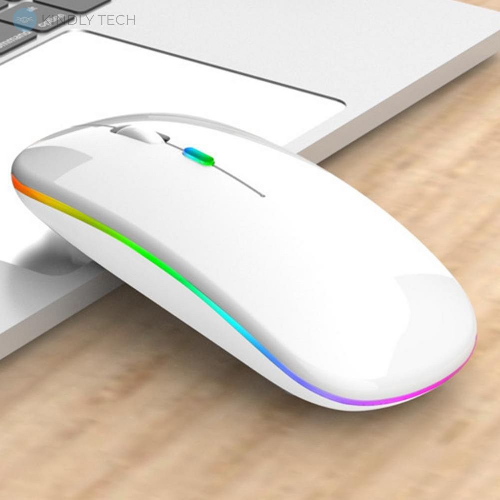 Бездротова безшумна миша BauTech з LED-підсвіткою RGB акумуляторна Bluetooth + 2.4 ГГц тиха, RF-6800, в асортименті