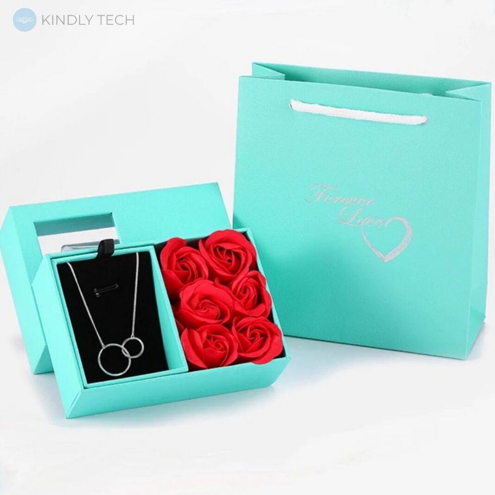 Подарунковий набір мила з шести троянд і кулона Flower gift box