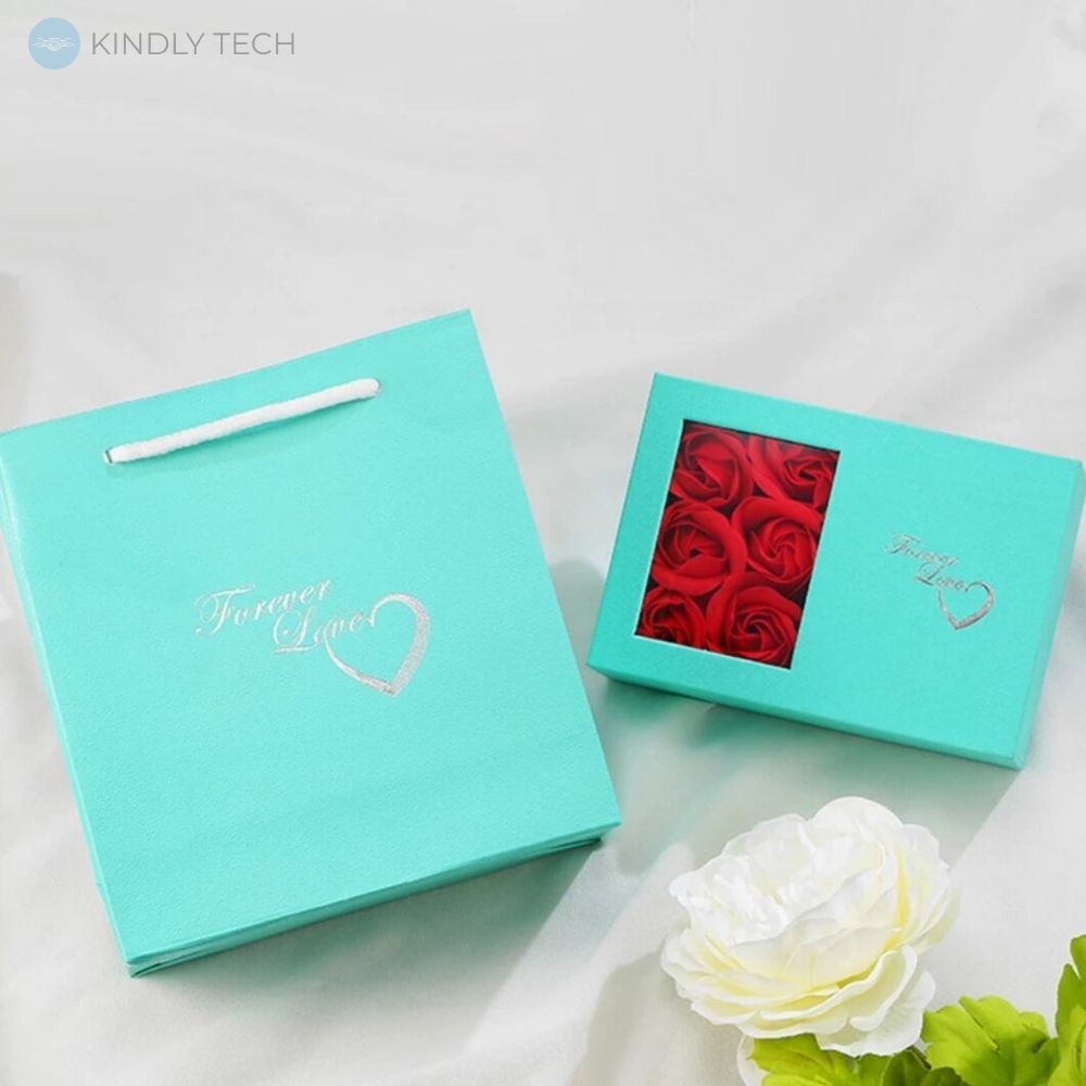 Подарочный набор мыла из шести роз и кулона Flower gift box