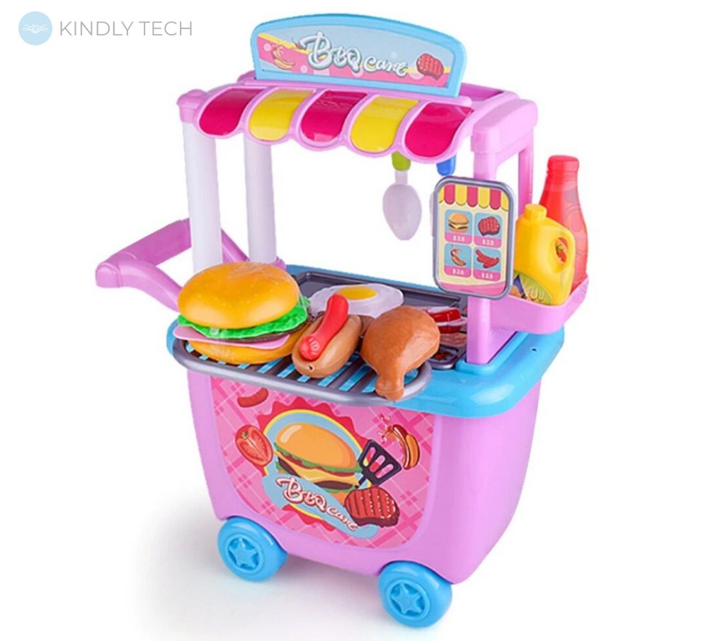 Игровой набор Кухня закусочная с тележкой на колесах Happy Chef