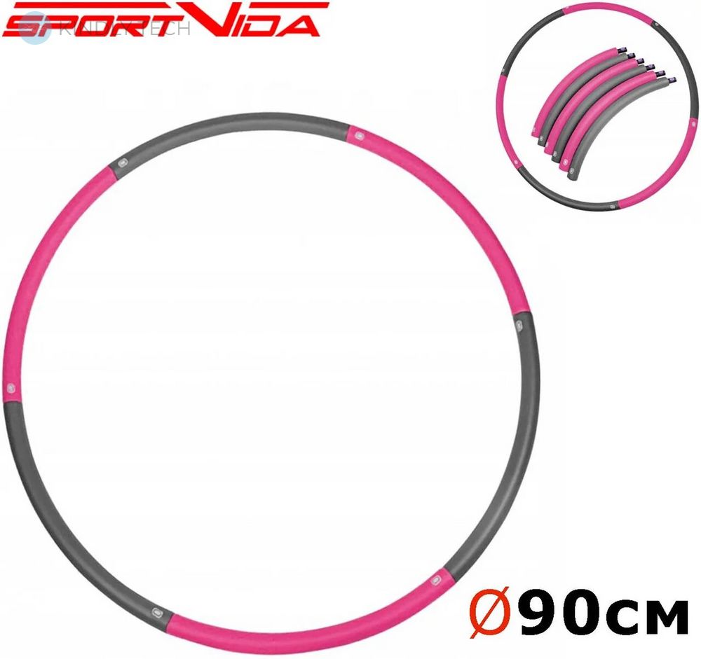 Обруч масажний Hula Hoop SportVida 90 см Grey/Pink