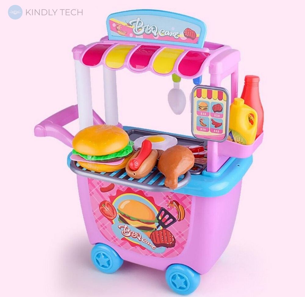 Игровой набор Кухня закусочная с тележкой на колесах Happy Chef