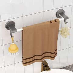 Держатель для полотенец в ванную Towel Bar YH6612A, на клейкой основе, одинарный, Grey