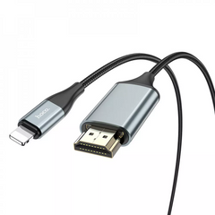 Кабель Lightning To HDMI Cable (2m) — Hoco UA15 HD on screen — Metal gray