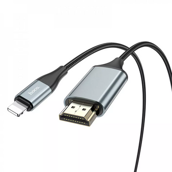 Кабель Lightning To HDMI Cable (2m) &mdash; Hoco UA15 HD on screen &mdash; Metal gray
