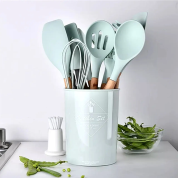 Силиконовый кухонный набор принадлежностей Kitchen Set бирюзовый 12 предметов