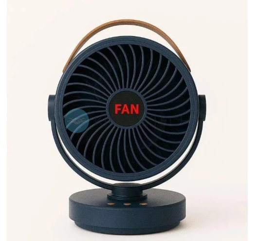 Акумуляторний вентилятор Mini Fan VU-05 FS-25 LED з автоповоротом та підсвіткою, Чорний