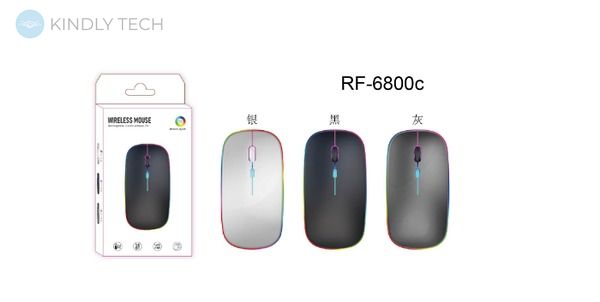 Бездротова безшумна миша BauTech з LED-підсвіткою RGB акумуляторна Bluetooth + 2.4 ГГц тиха, RF-6800, в асортименті