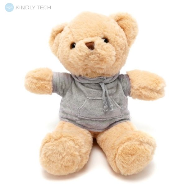 М'яка іграшка плюшевий Ведмедик бежевого кольору, довжиною 22 см, в кофті