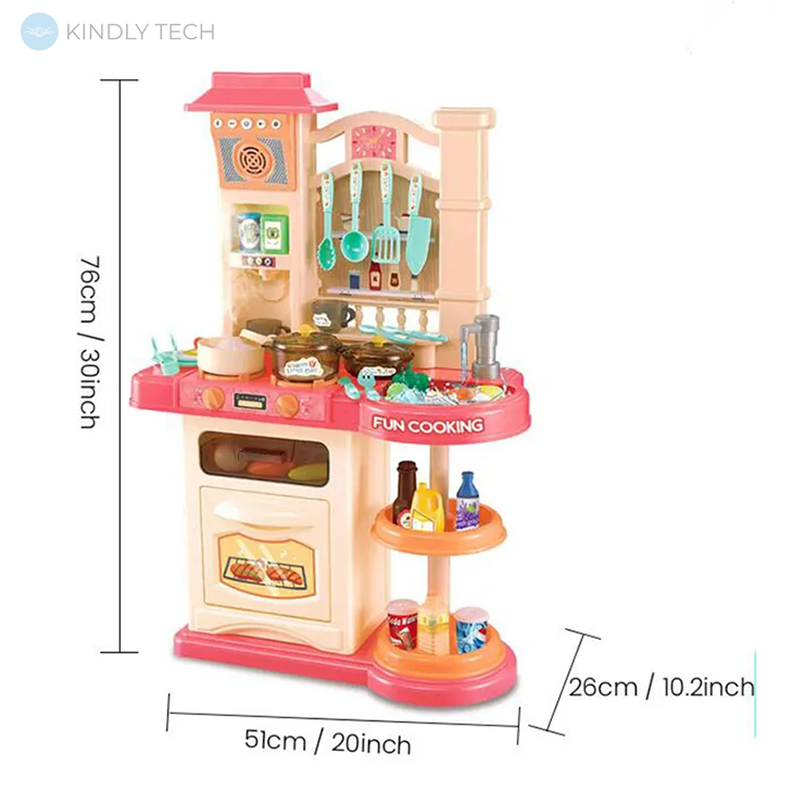 Детский игровой набор, 40 предметов, игрушечная кухня "FUN Cooking", Розовый