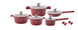 Набір посуду з 16 предметів Top Kitchen TK00023 з мармуровим покриттям Червоний