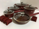 Набор посуды из 16 предметов Top Kitchen TK00023 с мраморным покрытием Красный