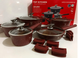 Набір посуду з 16 предметів Top Kitchen TK00023 з мармуровим покриттям Червоний