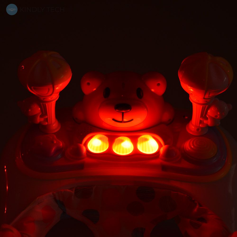 Ходунки для детей 5 в 1 Bambi M 3656A-S-2 со светом звуком и игровой панелью 8 колесиков со стопором - бежевые