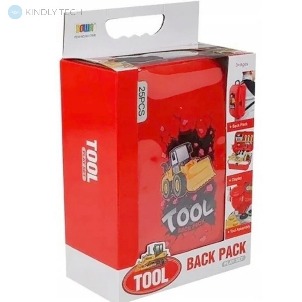 Игровой детский набор инструментов на 25 предметов в портативном рюкзаке Toy Tool Toy
