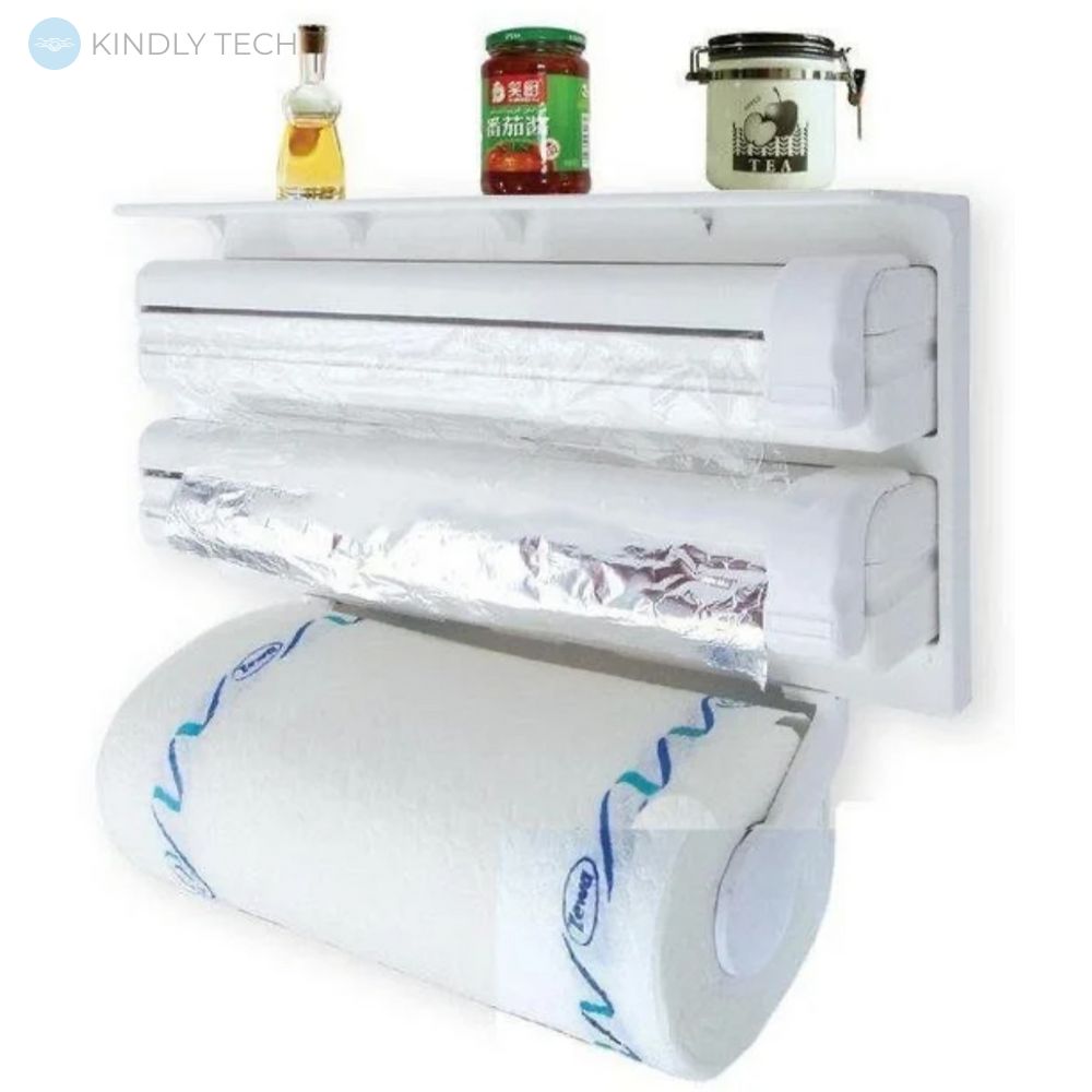 Кухонний диспенсер для плівки, фольги і рушників Kitchen Roll Triple Paper Dispenser
