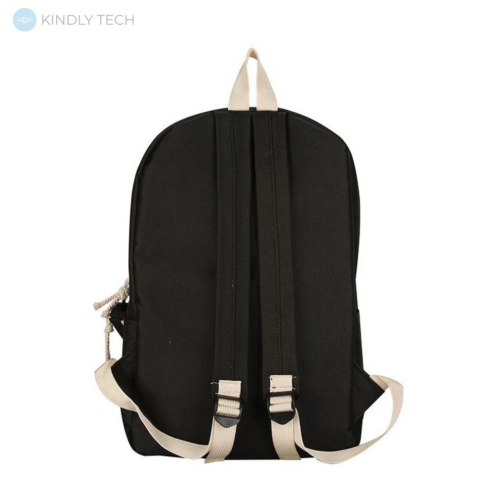 Рюкзак школьный, набор 5 в 1 (рюкзак, сумка, пенал, косметичка, мешочек) "Облачко" black
