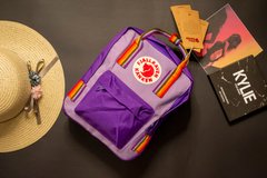 Рюкзак Fjallraven Kanken Classic Фиолетовый с радужными ручками