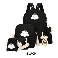 Рюкзак школьный, набор 5 в 1 (рюкзак, сумка, пенал, косметичка, мешочек) "Облачко" black