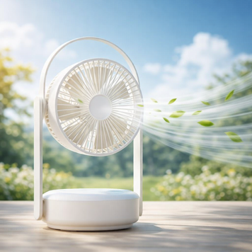 Многофункциональный портативный мини вентилятор WT-F62 White с аккумулятором 10000 mAh, ночником и пультом ДУ, Белый