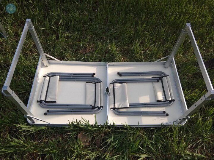 Посилений розкладний стіл валізу Folding Table для пікніка зі стільцями 120х60х70 / 55 Помаранчевий