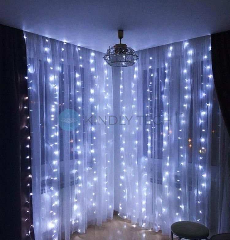 Гирлянда &laquo;Штора&raquo; W-9, 3x2 м, 200 LED, белый свет, медный провод