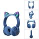 Навушники бездротові LED з котячими вушками STN-26, Blue