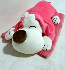 Детский плед-игрушка-подушка "Собака с длинными ушками" розовый