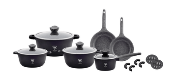 Набір посуду 18 предметів TOP KITCHEN TK-00022 з мармуровим покриттям Чорний