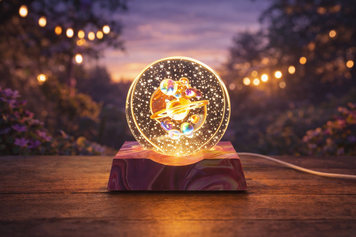 Кришталевий 3D нічник 8&times;8 см з підсвіткою декоративна LED лампа, з багатопланетним космосом