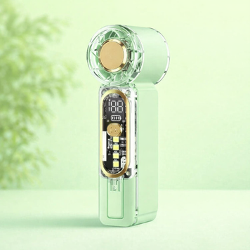 Портативний стильний міні-вентилятор X699 компактний USB з дисплеєм та підсвіткою,Зелений