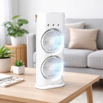 Инновационный напольный вентилятор Double-Ended Spray Fan увлажнение 360&deg; пульт USB тихий