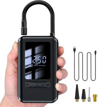 Автокомпресор акумуляторний CZK-5626 портативний насос для шин 130 PSI з LCD дисплеєм і автостопом