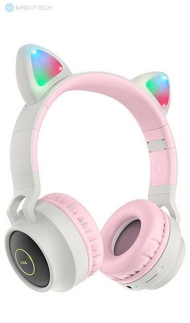 Беспроводные наушники Bluetooth HOCO W27 Cat Ear с кошачьими ушками, Серый