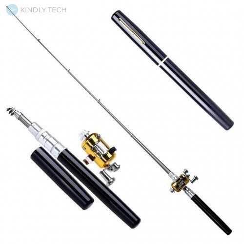 Складная мини удочка 97 см Fishing Rod In Pen Case Black