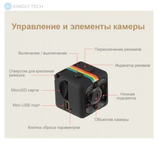 Міні камера реєстратор SQ11 з нічним підсвічуванням та датчиком руху, відеореєстратор XDV SQ11